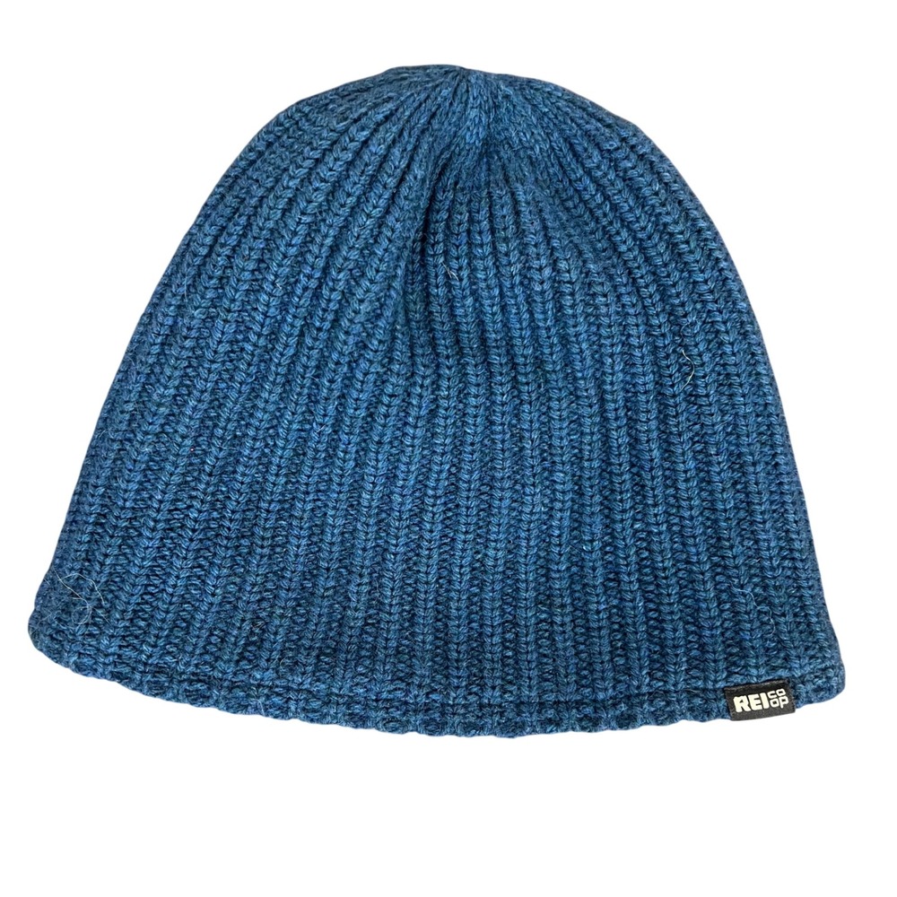 REI Co-op Wool Blend Ribbed Fleece Lined Beanie Hat Blue One Size 23131-F23